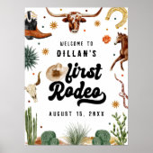 Cowboy First Rodeo Geburtstag Willkommen Poster (Vorne)