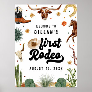 Cowboy First Rodeo Geburtstag Willkommen Poster