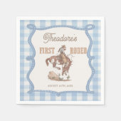 Cowboy First Rodeo Gingham Geburtstagsservietten Serviette (Vorderseite)