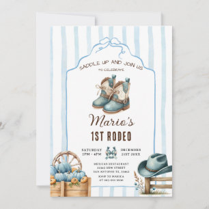 Cowboy First Rodeo Pumpkin Birthday Einladung