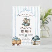 Cowboy First Rodeo Pumpkin Birthday Einladung (Stehend Vorderseite)