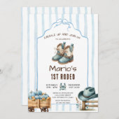 Cowboy First Rodeo Pumpkin Birthday Einladung (Vorne/Hinten)
