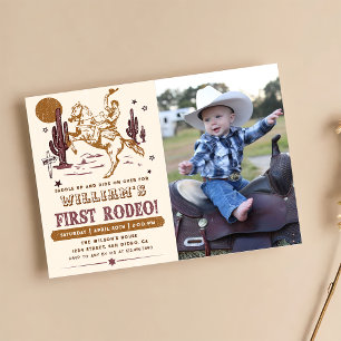 Cowboy First Rodeo Western Geburtstag Foto Einladung