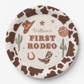 Cowboy First Rodeo Wild West Birthday Party Pappteller (Vorderseite)