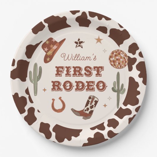 Cowboy First Rodeo Wild West Birthday Party Pappteller (Vorderseite)