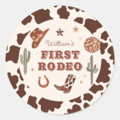 Cowboy First Rodeo Wild West Birthday Party Runder Aufkleber (Vorderseite)