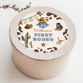 Cowboy First Rodeo Wild West Birthday Party Runder Aufkleber
