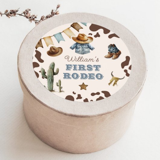 Cowboy First Rodeo Wild West Birthday Party Runder Aufkleber