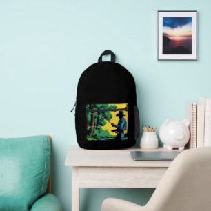 Cowboy-Fischer am Flussufer Bedruckter Rucksack