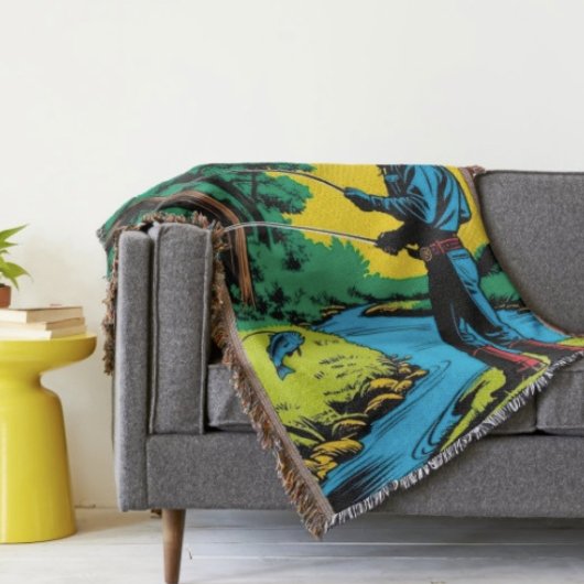 Cowboy-Fischer am Flussufer  Decke