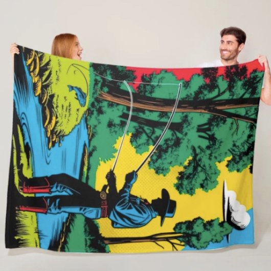 Cowboy-Fischer am Flussufer Fleece-Decke Fleecedecke