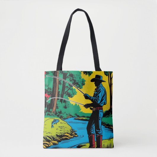 Cowboy-Fischer am Flussufer Tasche (Vorderseite)