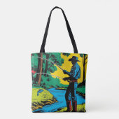 Cowboy-Fischer am Flussufer Tasche (Rückseite)