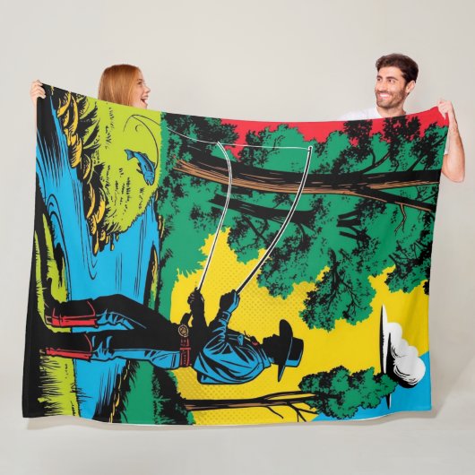 Cowboy Fisherman on Riverbank Fleece Blanket (Beispiel)