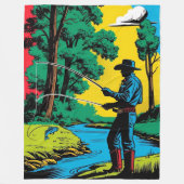 Cowboy Fisherman on Riverbank Fleece Blanket (Vorderseite)