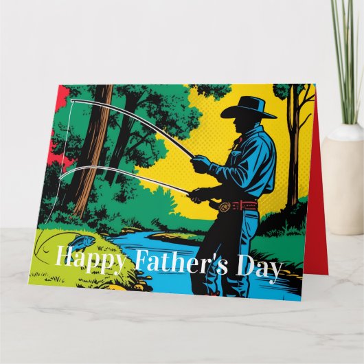Cowboy Fisherman on Riverbank Karte (Vorderseite)