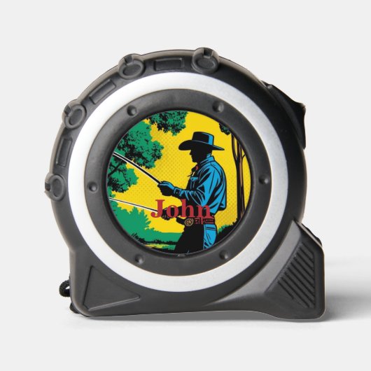 Cowboy Fisherman on Riverbank Maßband (Vorderseite)