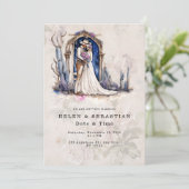 Cowboy Floral Western Hochzeit Rustikale Hochzeit Einladung (Stehend Vorderseite)