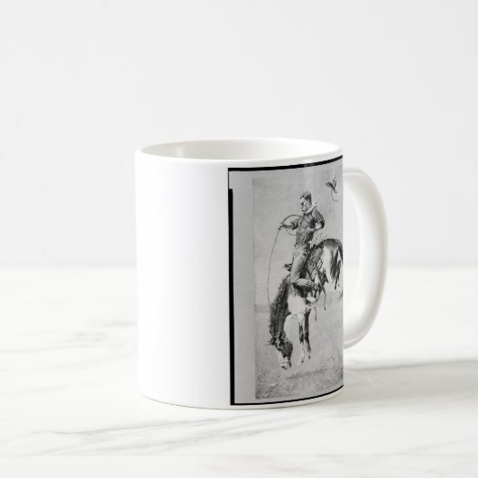 Cowboy Frederic Remington auf wildem Pferd Kaffeetasse (VorderseiteRechts)