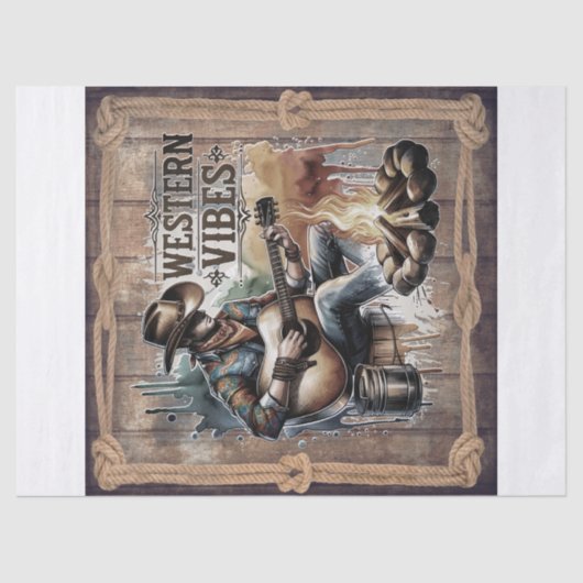 Cowboy Free Spirit Retro Western Decoupage Seidenpapier (Vorderseite)