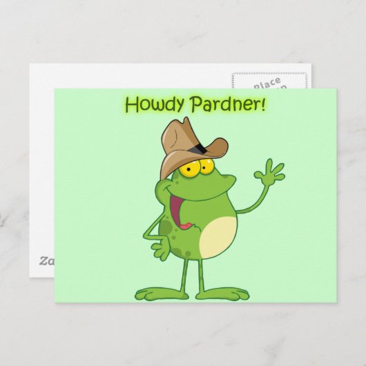 Cowboy Frog Waving Howdy Postkarte (Vorne/Hinten)