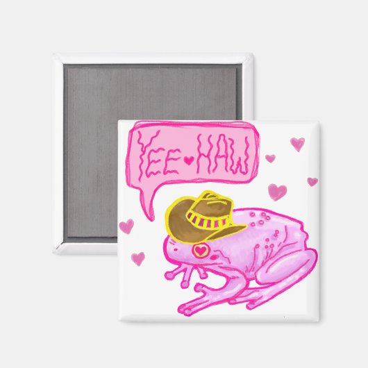 Cowboy Frog Yee Haw Design Magnet (Vorderseite/Rückseite)