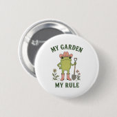 Cowboy Frosch Gärtnern Mein Garten Meine Regel Button (Vorne & Hinten)