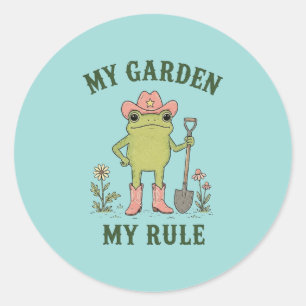 Cowboy Frosch Gärtnern Mein Garten Meine Regel Runder Aufkleber