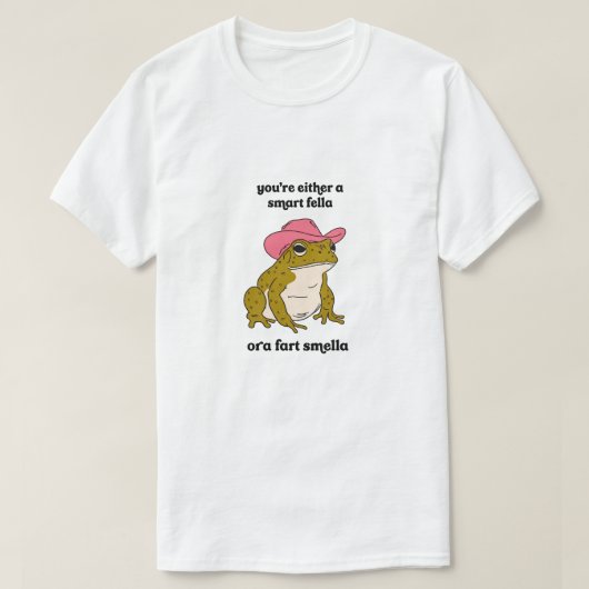 Cowboy Frosch Meme Smart Fella oder Fart Smella T-Shirt (Design vorne)