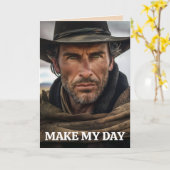 COWBOY FUNNY BIRTHDAY GREETING CARD KARTE (Gelbe Blume)