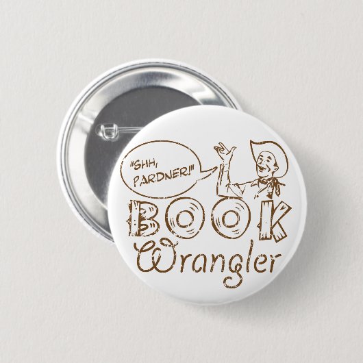 Cowboy Funny Librarian Button (Vorne & Hinten)