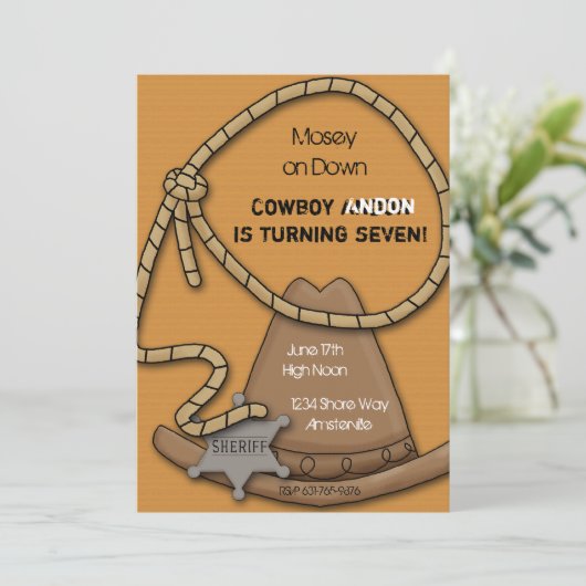 Cowboy Gear Einladung (Stehend Vorderseite)