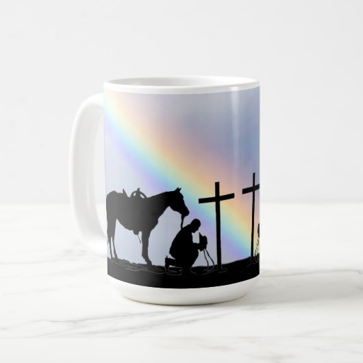 Cowboy Gebet Kaffeemaschine Tasse (Vorderseite Links)