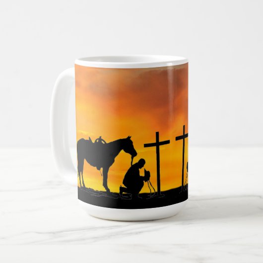 Cowboy Gebet Kaffeemaschine Tasse (Vorderseite Links)