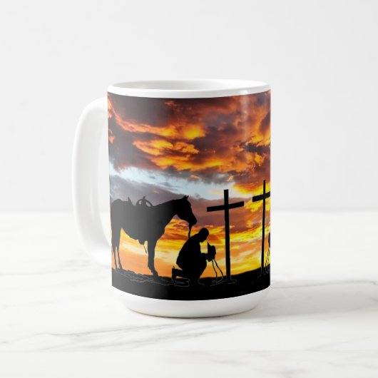 Cowboy Gebet Kaffeemaschine Tasse (Vorderseite Links)