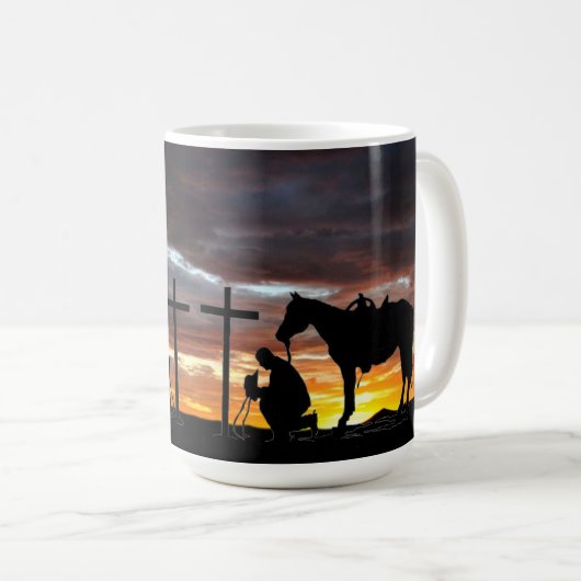 Cowboy Gebet Kaffeemaschine Tasse (VorderseiteRechts)