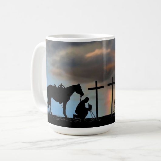 Cowboy Gebet Kaffeemaschine Tasse (Vorderseite Links)