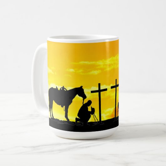 Cowboy Gebet Kaffeemaschine Tasse (Vorderseite Links)