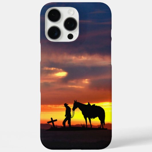 Cowboy Gebet Silhouette iPhone Case (Rückseite)