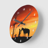 Cowboy Gebet Silhouette Wall Clock Runde Wanduhr (Winkel)