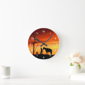 Cowboy Gebet Silhouette Wall Clock Runde Wanduhr (Zuhause)