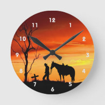 Cowboy Gebet Silhouette Wall Clock