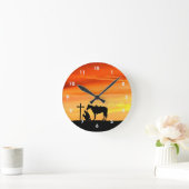 Cowboy Gebet Silhouette Wall Clock Runde Wanduhr (Zuhause)