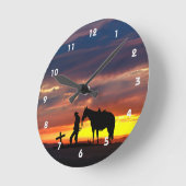 Cowboy Gebet Silhouette Wall Clock Runde Wanduhr (Winkel)