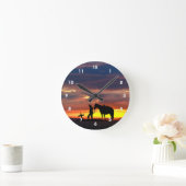 Cowboy Gebet Silhouette Wall Clock Runde Wanduhr (Zuhause)