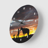 Cowboy Gebet Silhouette Wall Clock Runde Wanduhr (Winkel)