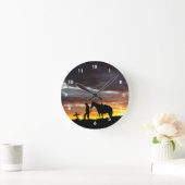 Cowboy Gebet Silhouette Wall Clock Runde Wanduhr (Zuhause)