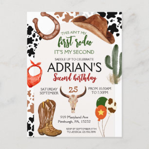 Cowboy Geburtstag 2. Rodeo Geburtstagsfeier Postkarte