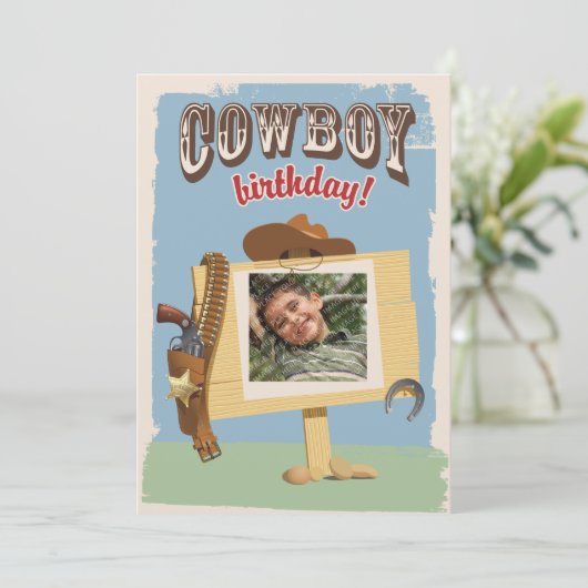 Cowboy-Geburtstag Einladung (Stehend Vorderseite)