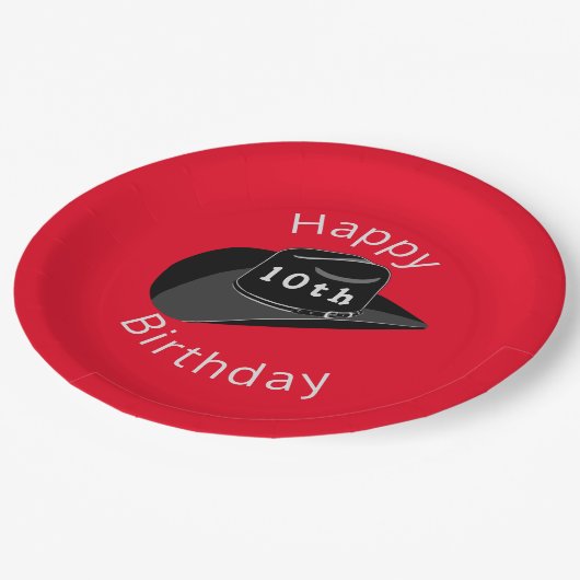 Cowboy-Geburtstag Pappteller (Schrägansicht)